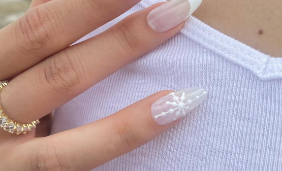 holiday nail trends snowflake white french manicure